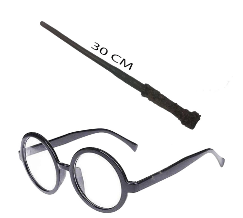 Harry Potter Asası 30 Cm Ve Siyah Çerçeveli Harry Potter Gözlüğü Seti Harry Potter Asası 30 Cm Ve Siyah Çerçeveli Harry Potter Gözlüğü Seti