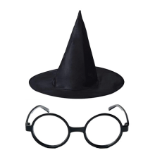 Harry Potter Büyücü Şapkası Ve Harry Potter Büyücü Gözlüğü Siyah Renk