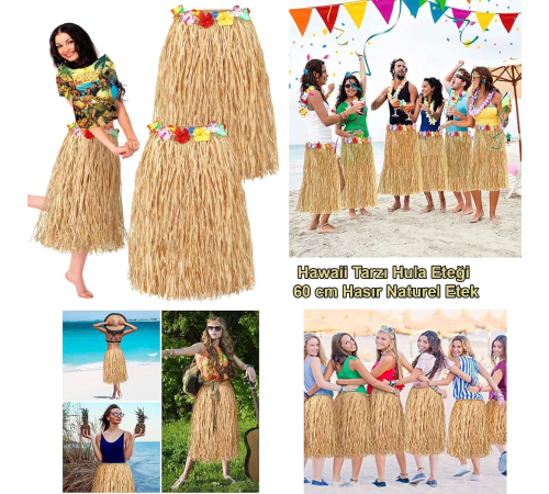 Hawaii Tarzı Hula Eteği – 60 Cm Hasır Naturel Etek Hawaii Tarzı Hula Eteği – 60 Cm Hasır Naturel Etek