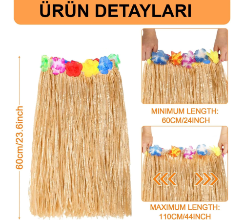 Hawaii Tarzı Hula Eteği – 60 Cm Hasır Naturel Etek Hawaii Tarzı Hula Eteği – 60 Cm Hasır Naturel Etek