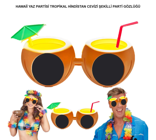 Hindistan Cevizi Tropikal Hawaii Yaza Merhaba Parti Gözlüğü