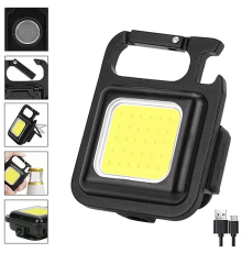 Hs-37 Led Anahtarlıklı Cep Boy Cob Led Metal Kasa Mıknatıslı Şişe Açacağı Usb’li Şarj Edilebilir El Feneri