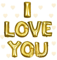 I Love You Folyo Balon Altın Renk 35 Cm