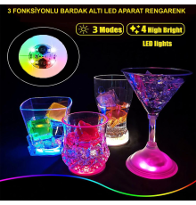 Işıklı Yapışkanlı Bardak Altı Aparatı Ledli 3 Modlu 6 Cm Çap 1 Adet