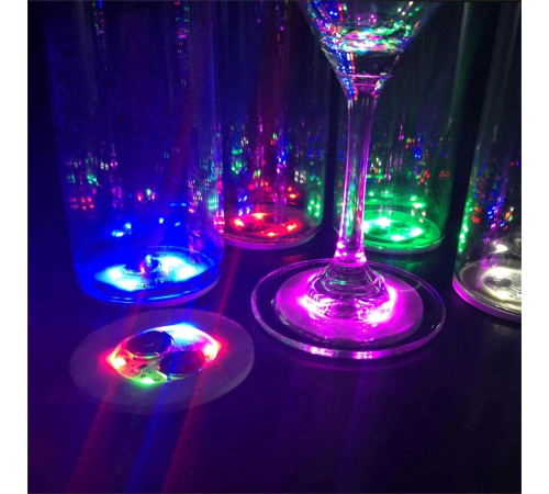 Işıklı Yapışkanlı Bardak Altı Aparatı Ledli 3 Modlu 6 Cm Çap 1 Adet