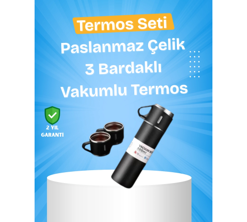 Isıyı Uzun Süre Koruyan 500 ml Termos Seti | Çelik Gövde, 2 Bardaklı, Hediye Kutulu Isıyı Uzun Süre Koruyan 500 ml Termos Seti | Çelik Gövde, 2 Bardaklı, Hediye Kutulu