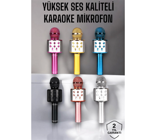 Kablosuz Bluetooth Karaoke Mikrofon USB ve AUX Girişli, Yüksek Ses Kalitesi