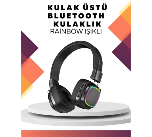 Kablosuz RGB Işıklı Katlanabilir Bluetooth Kulak Üstü Kulaklık