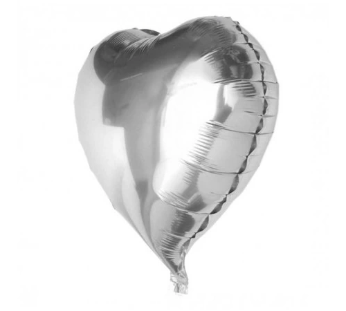 Kalp Balon Folyo Gümüş 60 Cm 24 İnç