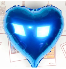 Kalp Uçan Balon Folyo Mavi 80 Cm 32 İnç
