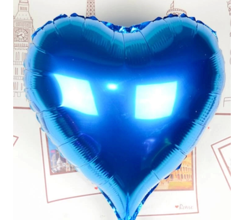 Kalp Uçan Balon Folyo Mavi 80 Cm 32 İnç