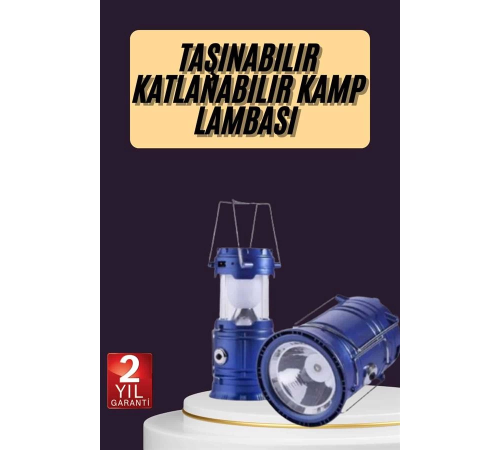 Kamp Feneri Şarj Edilebilir Güneş Enerjili Işıldak USB Şarjlı