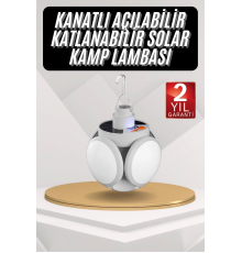 Kamp Lambası Güneş Enerjili Solar 5 Kanatlı Katlanır Lamba Karavan