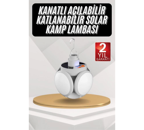 Kamp Lambası Güneş Enerjili Solar 5 Kanatlı Katlanır Lamba Karavan