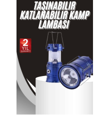 Kamp Lambası Solar Şarjlı Kızaklı Kamp Feneri Led Lamba Işıldak