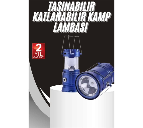 Kamp Lambası Solar Şarjlı Kızaklı Kamp Feneri Led Lamba Işıldak