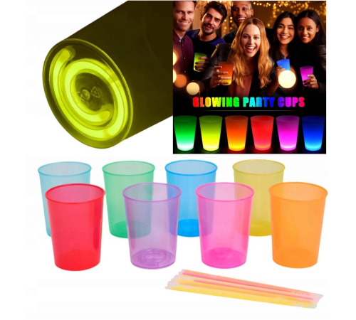 Karanlıkta Yanan Gece Işığı Mega Glow Bardaklar 8 Adet 8.5 X 10.5 Cm