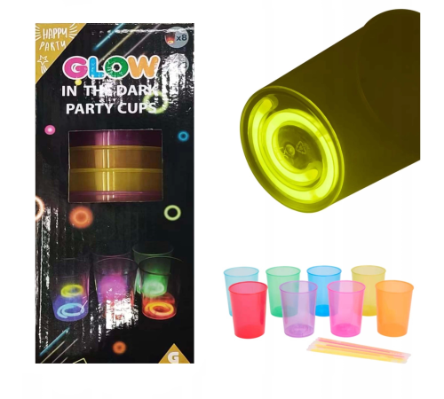 Karanlıkta Yanan Gece Işığı Mega Glow Bardaklar 8 Adet 8.5 X 10.5 Cm