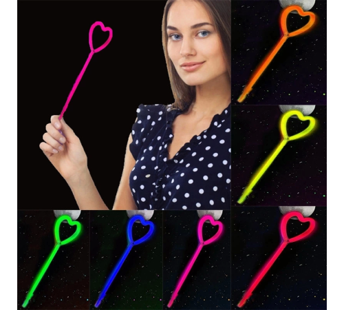 Karanlıkta Yanan Glow Partisi Kalp Şekilli Asa Sopa 6 Renk 6 Adet Karanlıkta Yanan Glow Partisi Kalp Şekilli Asa Sopa 6 Renk 6 Adet