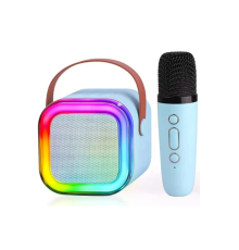 Karaoke Kablosuz Hoparlör Mikrofonlu Rgb Işıklı Bluetooth Speaker Tf Kart/usb Mavi