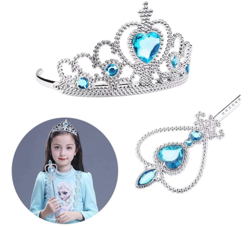 Karlar Ülkesi Elsa Mavi Kalpli Taç Ve Mavi Asa Seti Çocuk Boy Karlar Ülkesi Elsa Mavi Kalpli Taç Ve Mavi Asa Seti Çocuk Boy
