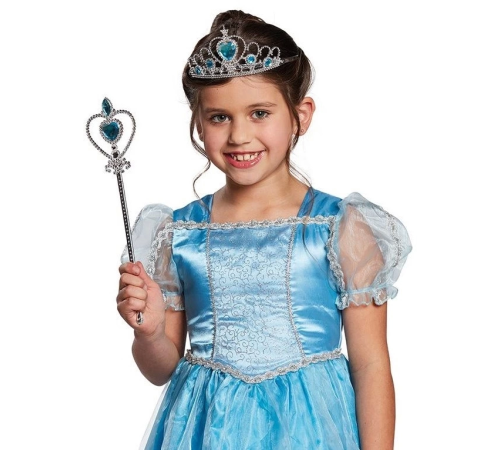 Karlar Ülkesi Elsa Mavi Kalpli Taç Ve Mavi Asa Seti Çocuk Boy Karlar Ülkesi Elsa Mavi Kalpli Taç Ve Mavi Asa Seti Çocuk Boy