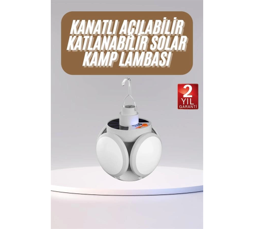 Katlanabilir Askılı Kamp Lambası 5 Kanatlı Pratik Güneş Enerjili