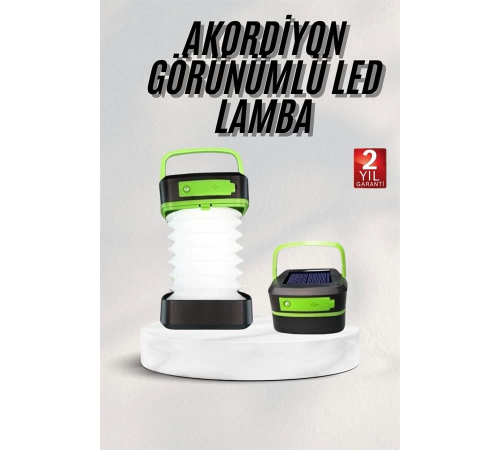 Katlanabilir Kamp Lambası Akordiyon Lamba Şarjlı 3 Kademeli Solar