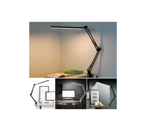 Katlanabilir Led Işık Masa Tutucu Mengeneli Metal 3 Renk Okuma Işığı Çalışma Masası Usbli