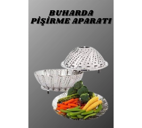 Katlanır Buharda Sebze Pişirici Haşlayıcı Haşlama Sepeti Aparatı Katlanır Buharda Sebze Pişirici Haşlayıcı Haşlama Sepeti Aparatı