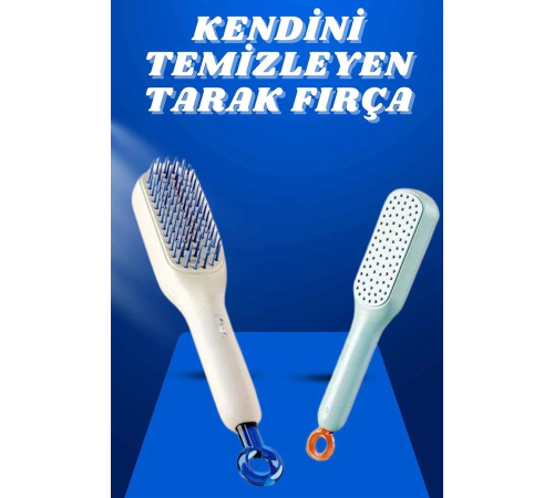 Kendi Kendini Temizleyen Otomatik Tuşlu Saç Tarağı Dolaşık Açıcı Masaj Fırçası Silikon Fırça