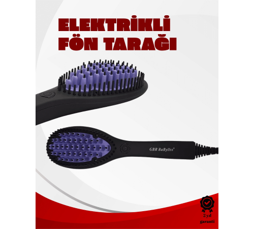 Keramik Isıtıcılı Elektrikli Saç Düzleştirme Fırçası – 360° Kablo