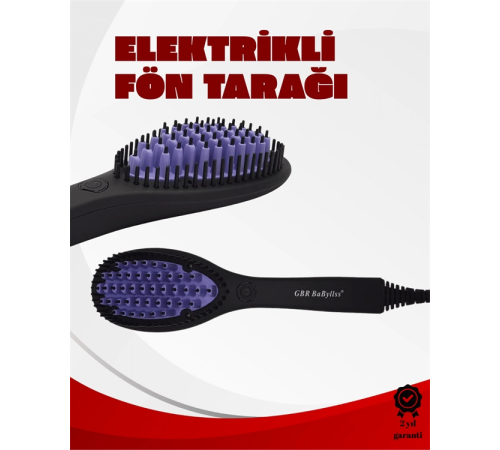 Keramik Isıtıcılı Elektrikli Saç Düzleştirme Fırçası – 360° Kablo
