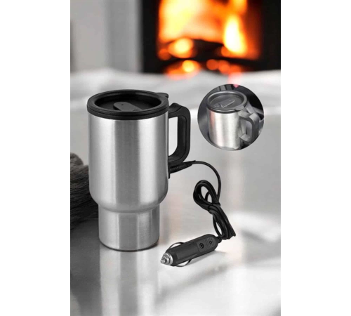 Kettle Kapaklı Araç İçi Termos Tüm Arabalara Uyumlu Çakmaklık Girişli Su Isıtıcı Bardak