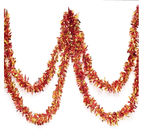 Kırmızı Altın Renk 4 Cm Genişlik Garland Çift Renk Sim Süs 180 Cm Kırmızı Altın Renk 4 Cm Genişlik Garland Çift Renk Sim Süs 180 Cm