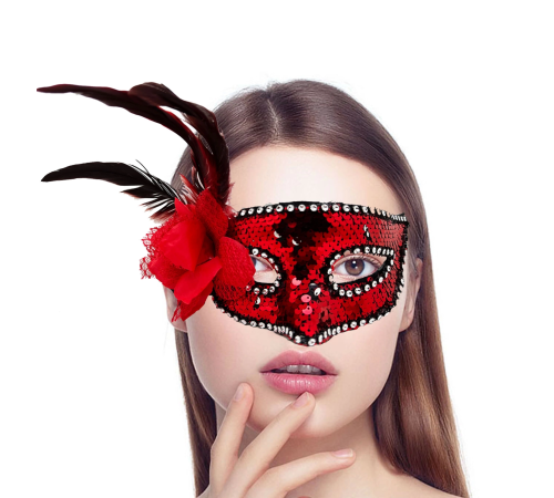 Kırmızı Renk Yandan Tüylü Güllü Gümüş Taşlı Pullu Maske 20x22 Cm Kırmızı Renk Yandan Tüylü Güllü Gümüş Taşlı Pullu Maske 20x22 Cm