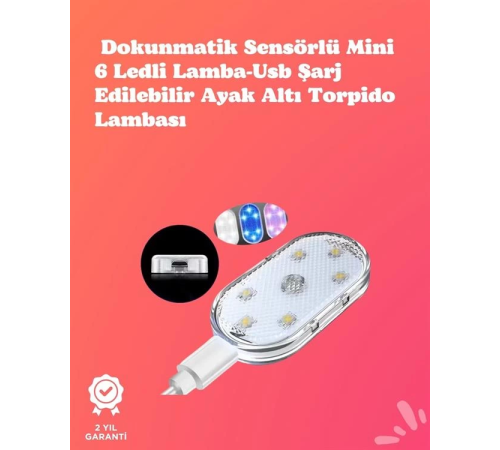 Kolay Montajlı, Çok Renkli USB Şarjlı Kablosuz Araç İçi Işık Seti