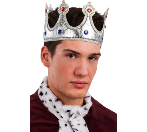 Kral Tacı Gümüş Renk Kumaş Malzeme Yetişkin Boy Kral Tacı Gümüş Renk Kumaş Malzeme Yetişkin Boy