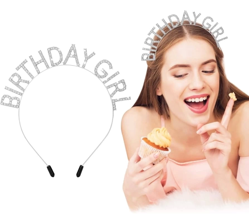 Kristal Taşlı Gümüş Birthday Girl Yazılı Doğum Günü Parti Tacı 19x11 Cm Kristal Taşlı Gümüş Birthday Girl Yazılı Doğum Günü Parti Tacı 19x11 Cm