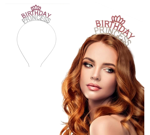 Kristal Taşlı Pembe Birthday Princess Yazılı Parti Tacı 19x11 Cm Kristal Taşlı Pembe Birthday Princess Yazılı Parti Tacı 19x11 Cm