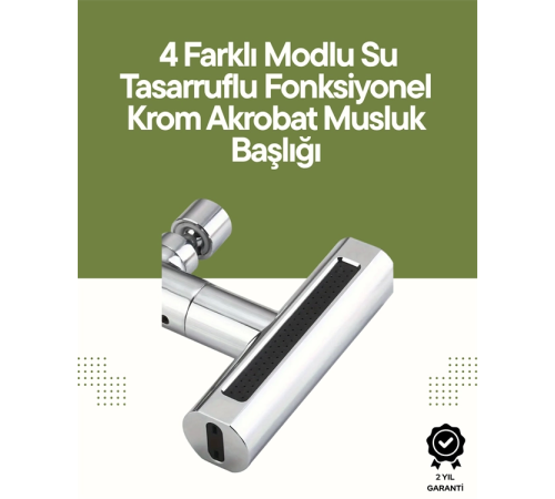 Krom Musluk Başlığı | 4'ü 1 Arada Su Çıkışı | Kolay Montajlı Krom Musluk Başlığı | 4'ü 1 Arada Su Çıkışı | Kolay Montajlı