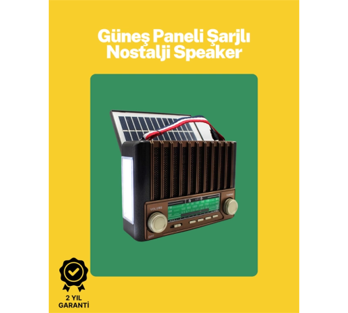 KTF-1428 Solar Panel Destekli Şarjlı Bluetooth Hoparlör – FM/AM/SW Radyo, AUX ve TF Kart Girişli
