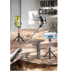 Kumandalı Tripod Telefon Tutucu Selfie Çubuğu 360 Derece Dönebilen
