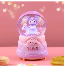 Kuromi İçi Dönmeli Püskürtmeli Işıklı Müzikli Kar Küresi Büyük Boy Alk3038