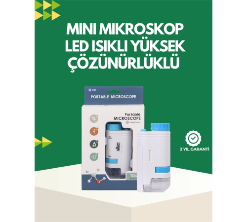 LED Aydınlatmalı 80–200 Kat Büyütmeli Cep Mikroskop