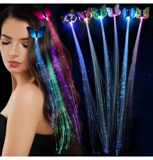 Led Fiber Optik Işıklı Kelebek Saç Klipsi 1 Adet