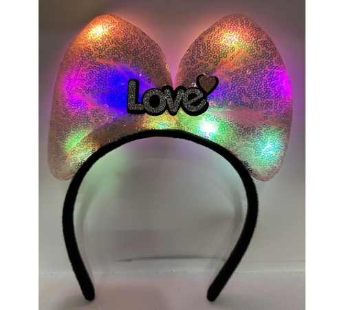 Led Işıklı 3 Farklı Fonksiyonda Yanan Gümüş Love Yazılı Toz Pembe Fiyonk Taç 20x17 Cm Led Işıklı 3 Farklı Fonksiyonda Yanan Gümüş Love Yazılı Toz Pembe Fiyonk Taç 20x17 Cm