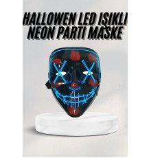 Led Işıklı Neon Maske Cadılar Bayramı Maskesi Korkunç Korku Maskesi
