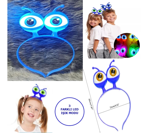 Led Işıklı Pilli 3 Farklı Modda Yanan Uzaylı Göz Parti Tacı Mavi Renk 18x12 Cm Led Işıklı Pilli 3 Farklı Modda Yanan Uzaylı Göz Parti Tacı Mavi Renk 18x12 Cm