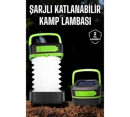 Led Lamba Kamp Lambası Hafif Taşınabilir Şarj Süreli Akordeon El Fenerli
